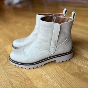 Nordstrom Water Resistant Cream Chelsea Ankle Boots with Chunky Sole